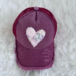 Quilted Heart Baseball Hat; Handmade Quilt Hat; Shabby Chic Hat